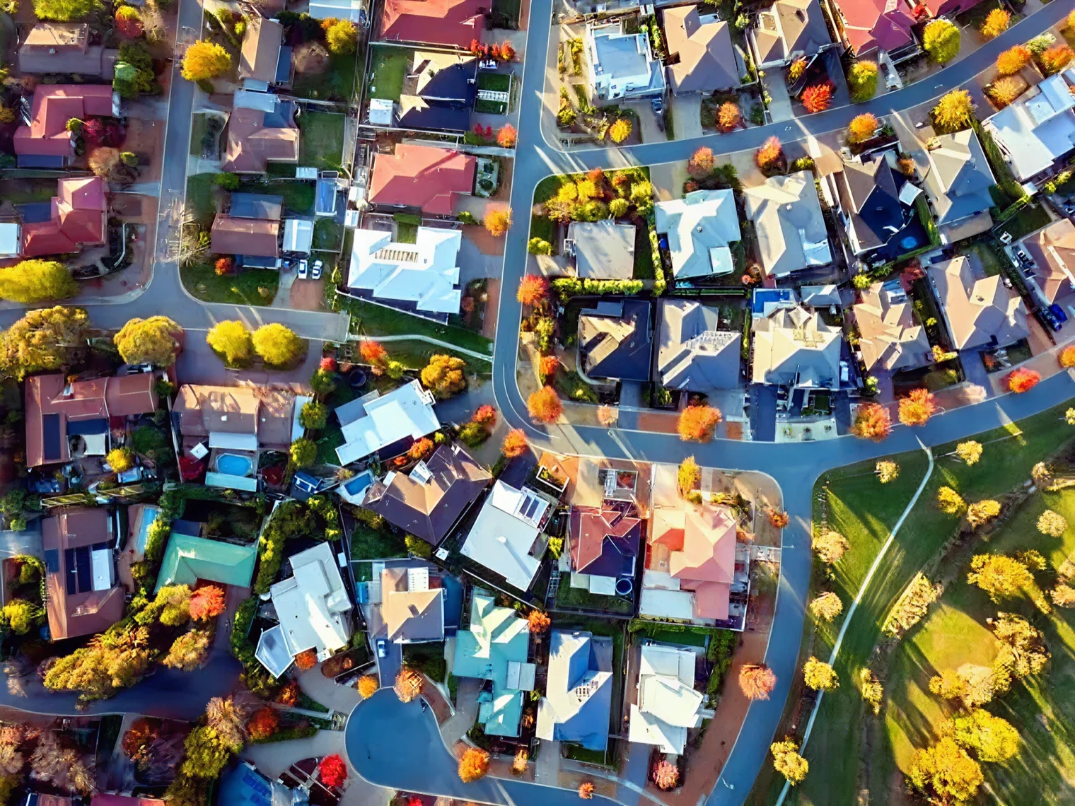 Aerial view of neighborhood
