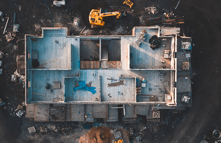 Aerial view of construction site